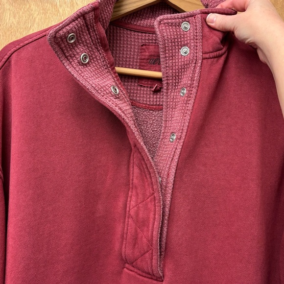 aerie snap oversized pullover, brick red, size small - Picture 5 of 11